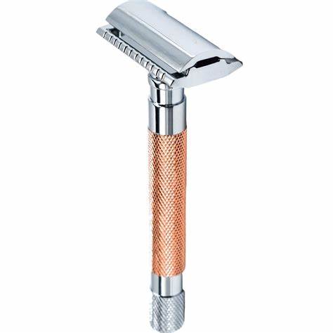 [PA020] Parker 56R-RG - Heavy Weight textured 3 Piece Safety Razor  - Rose Gold