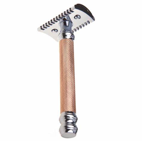 [PA022] Parker 63C - Rose Gold Handle Open Comb 3 Piece Safety Razor