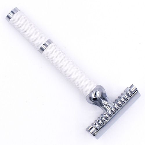[PA027] Parker 70C - White & Chrome Handle Open Comb Head 3 Piece Safety Razor