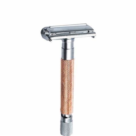 [PA007] Parker 74R-RG Rose Gold Satin Chrome Textured Heavy Weight Butterfly Open Safety Razor