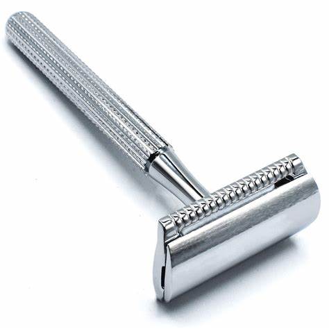 [PA037] Parker 78R Chrome- Unisex Textured Long Handle Three piece Safety Razor with new Parker head