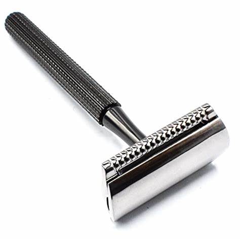 [PA038] Parker 78R Gunmetal- Unisex Textured Long Handle Three piece Safety Razor with new Parker head