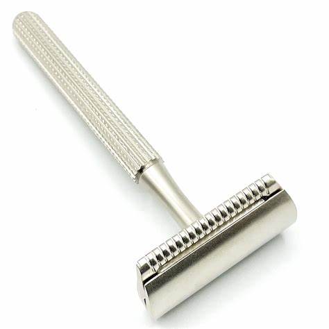 [PA039] Parker 78R Satin Chrome- Unisex Textured Long Handle Three piece Safety Razor with new head