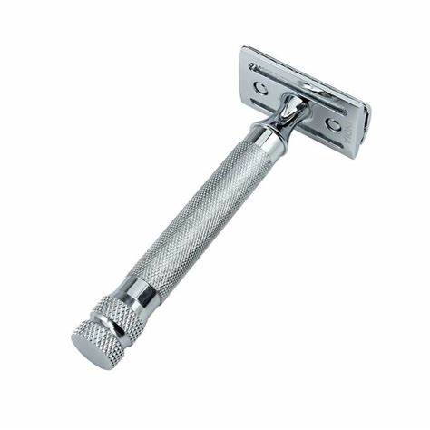 [PA030] Parker 91R - Heavyweight Textured Chrome Grip 3 Piece Safety Razor