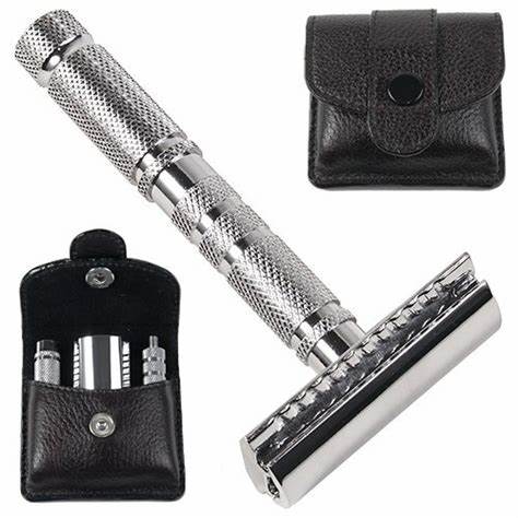 [PA036] Parker A1R - 4 Piece Travel Razor with Leather Case