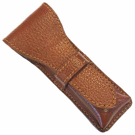 [PA055] Parker Leather Pouch Brown for Safety Razors