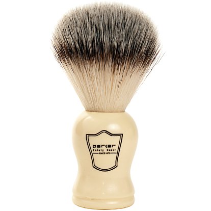 [UA112] Parker Ivory Handle Synthetic Bristle Shaving Brush with Brush Stand 