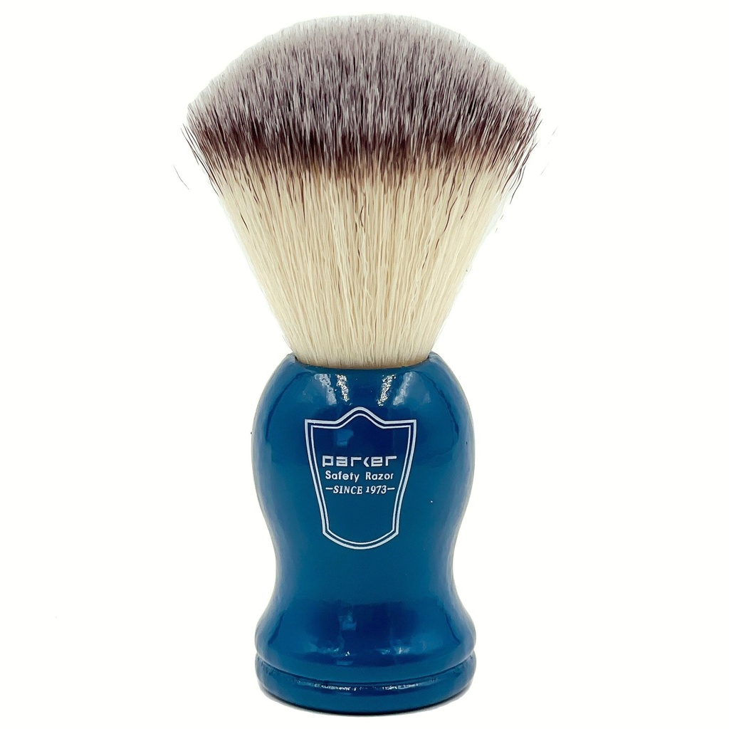 [UA113] Parker Blue Wood Handle Synthetic Bristle Shaving Brush with Brush Stand 
